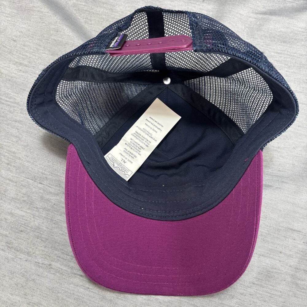 Patagonia Yellow Logo Purple Mesh Snapback Hat Cap - Picture 6 of 7